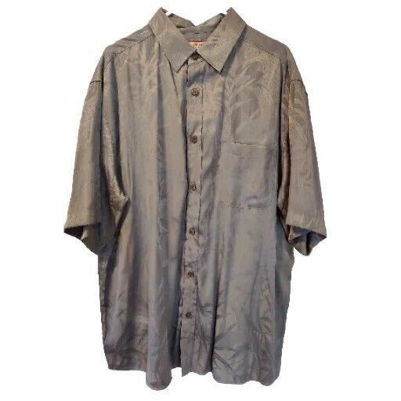 Paradise Blue Men's 2XL Short Sleeve Button Down Shirt Front Pocket Gray - Picture 1 of 6
